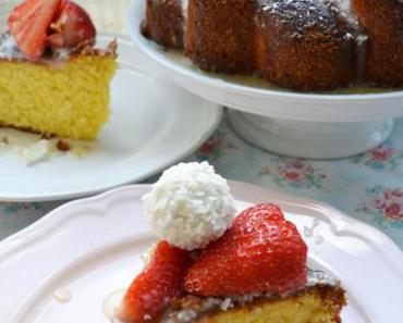 Ein großes Stück bitte! Raffaello-Kuchen mit Erdbeeren