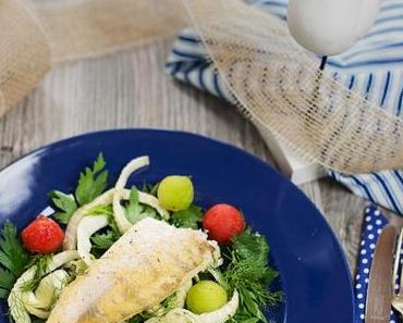 Petersilien-Fenchelsalat mit Melonen & Zander