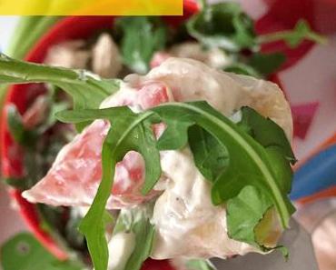 Tortellinisalat mit Rucola und Crème fraîche