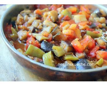 Biberli Domatesli Patlıcan Tavası / Auberginenpfanne mit Spitzpaprika und Tomaten