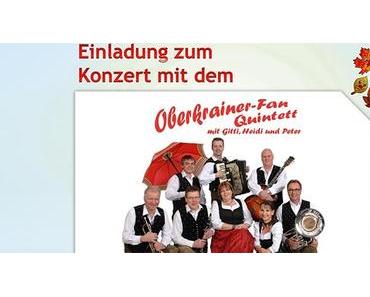 Einladung zum Oberkrainer-Fan Quintett Konzert in Mitterbach