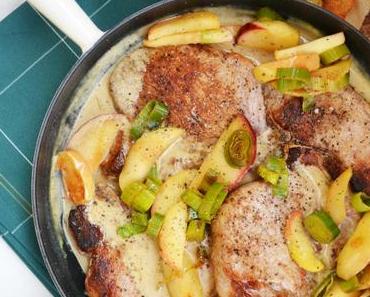 Ein Stückchen Frankreich! Schweinekotelettes mit Äpfeln und Anna-Kartoffeln