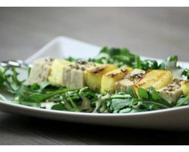 Tofu-Ananas Spieße mit Mandel-Kokos-Creme