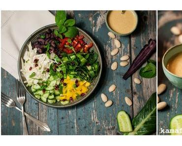 Beautyfood, ganz bunt: Salat mit cremigem Mandeldressing