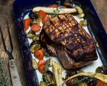 Milchbraten vom Schwein mit Wintergemüse
