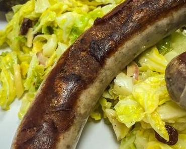 Wildschweinwürstel mit Wirsing