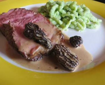 Kalbsrücken mit Morchelrahmsauce