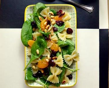 Sommer-Pasta-Salat mit Mandarinen und Cranberries in Teriyaki-Dressing