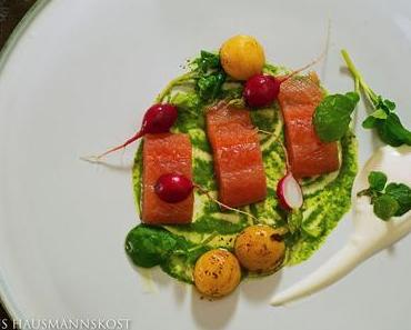 gebeizte Forelle, Brunnenkresse,Kartoffel und Radieschen