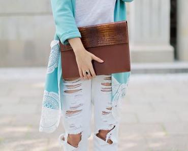 Spring Coat and Ripped Boyfriend Jeans