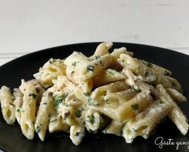 Spargel-Nudel-Salat mit Forelle