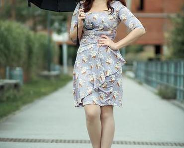 Umbrellas and lilac dresses