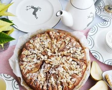 Genussvolle Adventszeit! Vollkorn-Birnen-Mandelkuchen mit Vanille-Ricotta-Creme