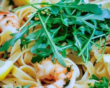 Tagliatelle mit White Tiger Garnelen und Rucola