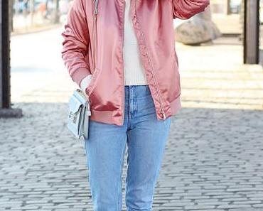 Pink Bomber and Mom Jeans