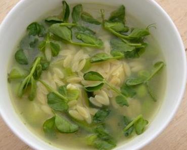 Grüne Minestrone mit Erbsenleaves