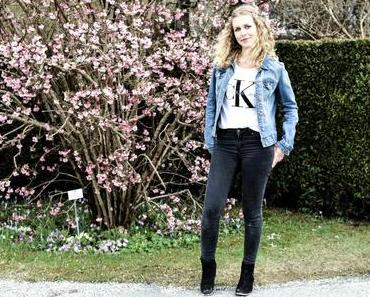 Frühlings Look | Jeansjacke mit weißen CK Shirt