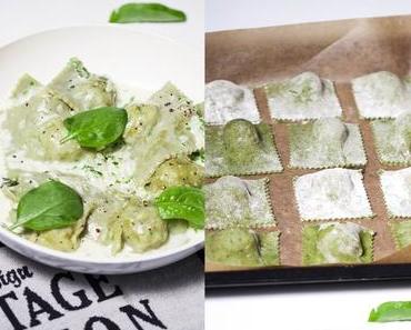 Spinat-Ravioli mit selbstgemachtem Putenhack