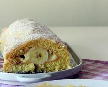 Biskuitrolle mit Bananen
