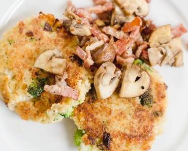 Couscous Broccoli Taler mit Champignons und Speck