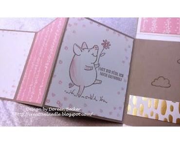 Klappkarte Leporello mit Glücksschweinchen + Sammelbestellung