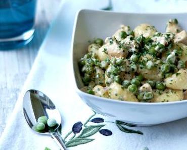 Gnocchi-Pfanne mit Erbsen und Hähnchen