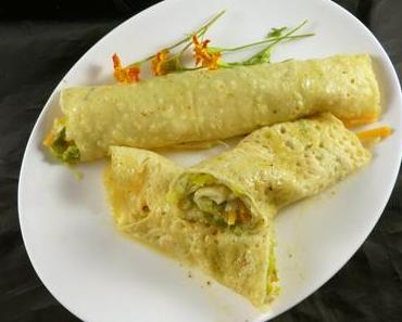 Galicische Crêpes mit Lauch und Chinakohl