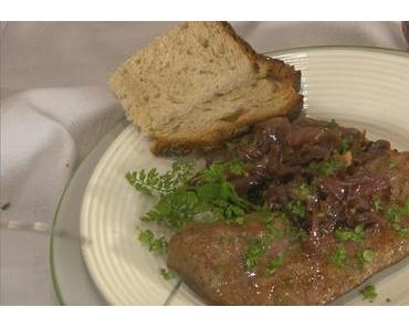 Karamellisierte Zwiebeln mit Kalbsleber