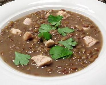 Kokos-Linsensuppe mit Hähnchenbrust