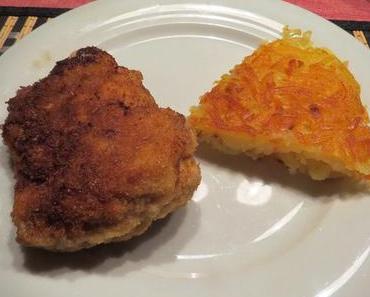 Cordon bleu mit Röstzwiebeln und Camembert gefüllt