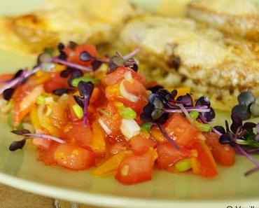 Was tun mit übrigem Raclettekäse? Mein Vorschlag: Raclette-Ofenkartoffeln mit Tomaten-Salsa
