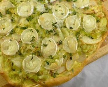 Lauchkuchen mit Apfel und Ziegenkäse
