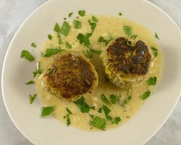 Lauch-Fleischbällchen in zitroniger Sauce