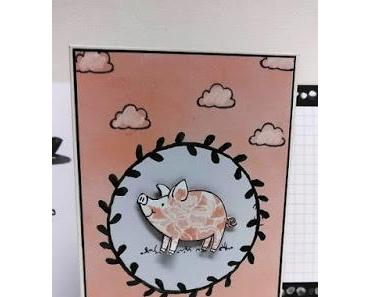 Geburtstagskarte mit Glücksschweinchen