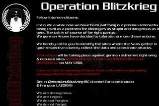 Anonymous nimmt Neonazi-Seiten unter Beschuss. Operation "Blitzkrieg" gestartet.