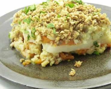 Süßkartoffel-Blumenkohl-Auflauf mit Kokosmilch