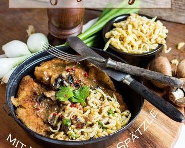 Low-Carb-Jägerschnitzel mit Kichererbsen-Spätzle