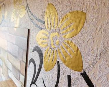 Eine Ranke mit goldenen Blüten verziert nun meine Küchenwand #Grandora #Wandtattoo #Renovieren