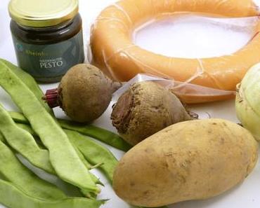 Tapas auf rheinhessisch: Mini-Fleischwurstquiches an Rote-Bete-Tatar und Kohlrabi-Dippelappe mit grünem Spundekäs | Werbung