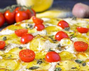 Weiße Kartoffelpizza auf Maisbrotboden – Bella Bianca in meiner Küche