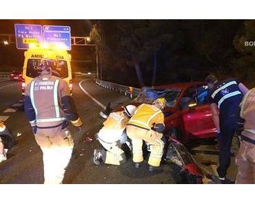 6 Verletzte bei einem Unfall auf der Autobahn Palma  Andratx