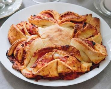 Wie mache ich Pizzablumen mit und ohne Fleisch für ein Party Buffet