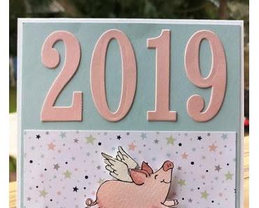 Neujahrskarte Glücksschweinchen + Infos SAB