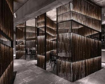 Stylisches Interior Design aus Bambus schmückt Restaurant in China