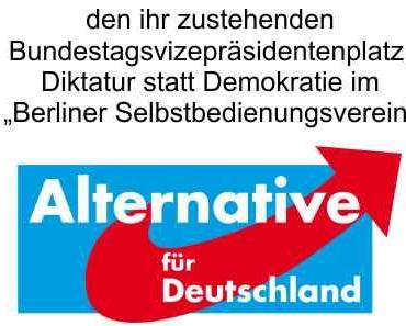Parteienblock verweigert AfD den ihr zustehenden Bundestagsvizepräsidentenplatz, Diktatur statt Demokratie