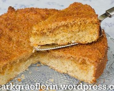 Saftiger Biskuitkuchen mit Kokos-Karamel-Knusper Topping nach Leila Lindholm