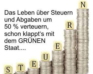 Das Leben über Steuern- und Abgaben um 50 Prozent verteuern, schon klappt’s mit dem GRÜNEN Staat