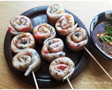 Rezept: Banh Trang Lui Chay, gerolltes Reispapier am Spieß, vegan