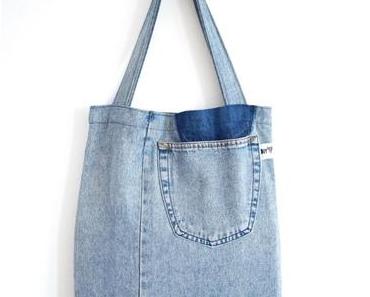 Einkaufstasche nähen mit GRATIS Schnittmuster / DIY Upcycling Tasche aus Jeans