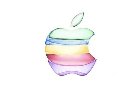 Ein bunter Apfel lädt zur Apple-Keynote ein